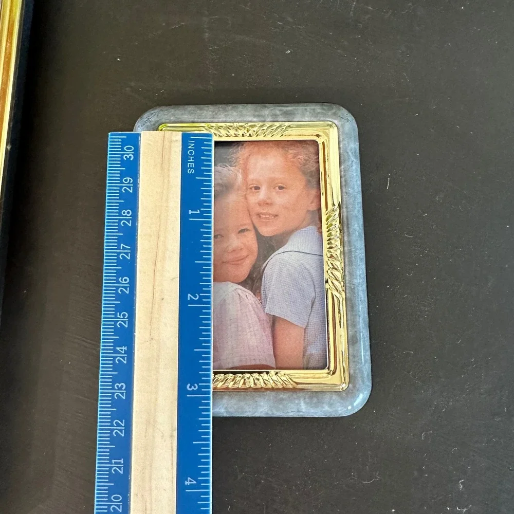 VTG 90's Picture Frame Set 2 Gold Silver Textured 5x7 2x3 Cottagecore Grannycore